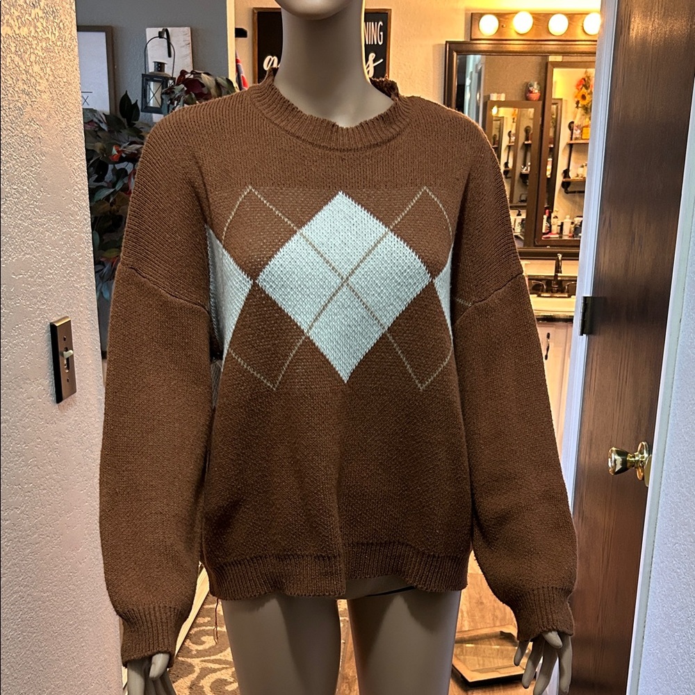 Brown Argyle Sweater